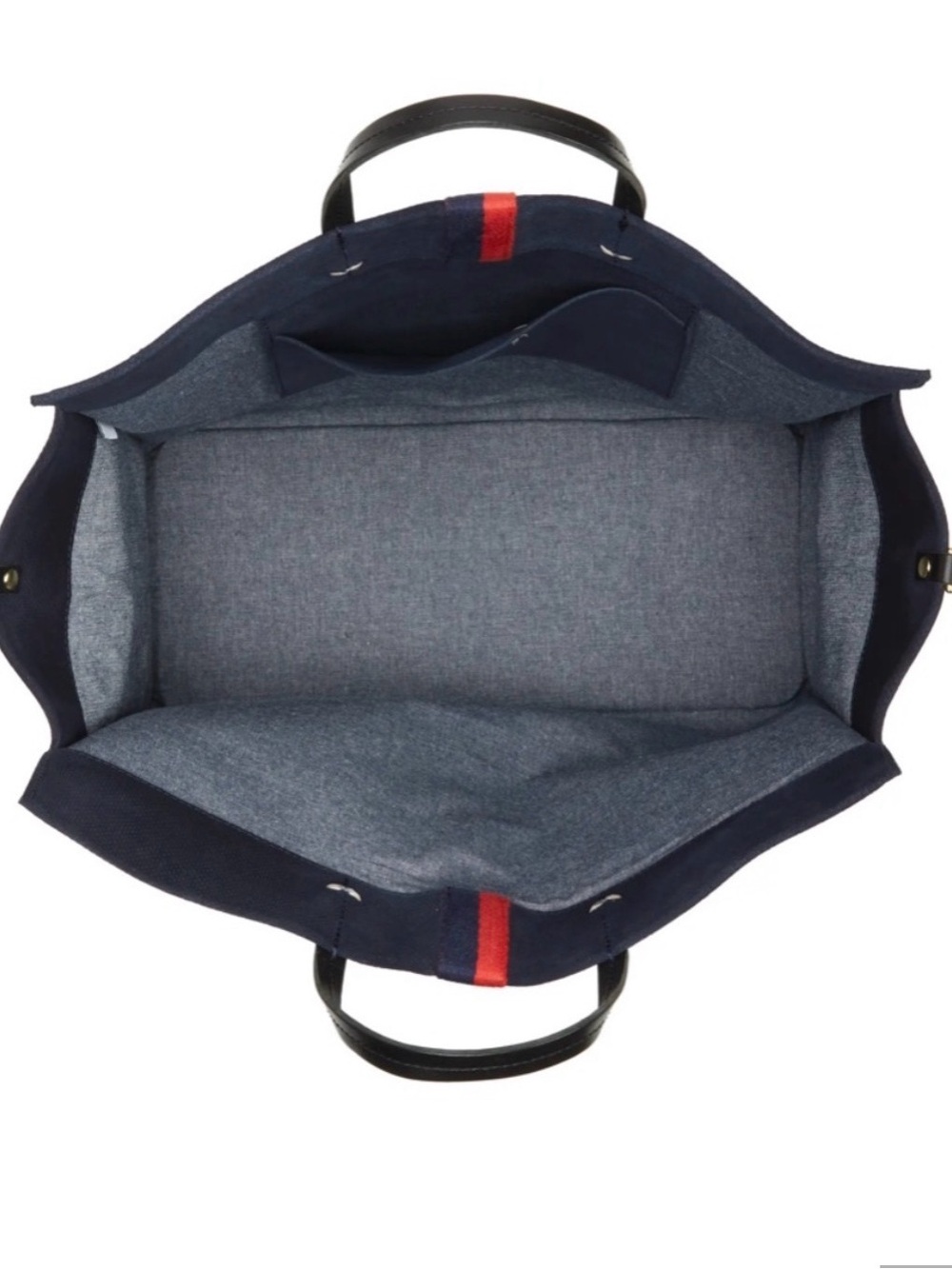 Clare V Navy Tote with Red and Blue Center Stripe - Picture 3 of 7